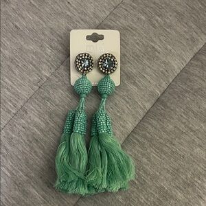 Mi Aqua Beaded Tassel Earrings